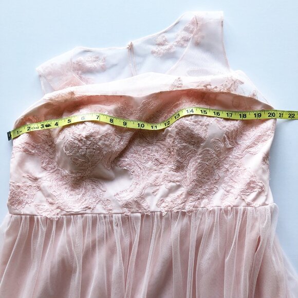 DAVID'S BRIDAL Sleeveless Embroidered Net Bridesmaid Dress Petal Pink Size 16 - Picture 15 of 16